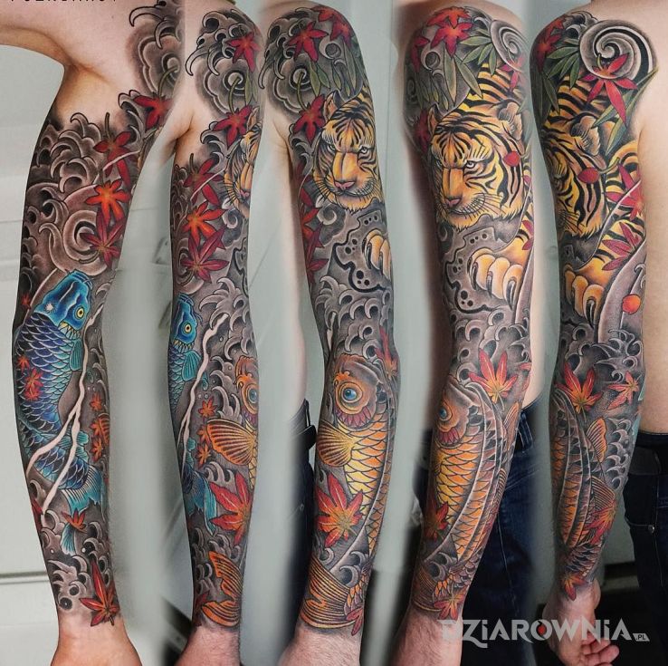 Tatuaż japonia w rękawie - rękawy