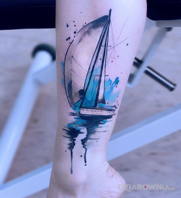 Tatuaż żaglówka - kolorowe