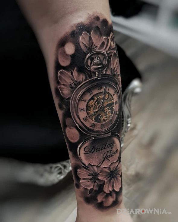 Tatuaż zegarek do kieszeni - kolorowe