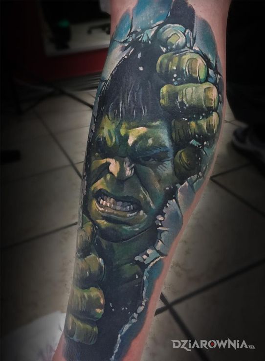 Tatuaż wkurzony hulk - postacie