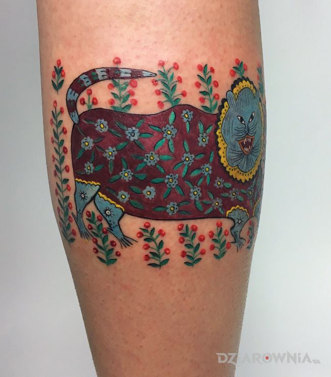 Tatuaż folkowy kot - zwierzęta