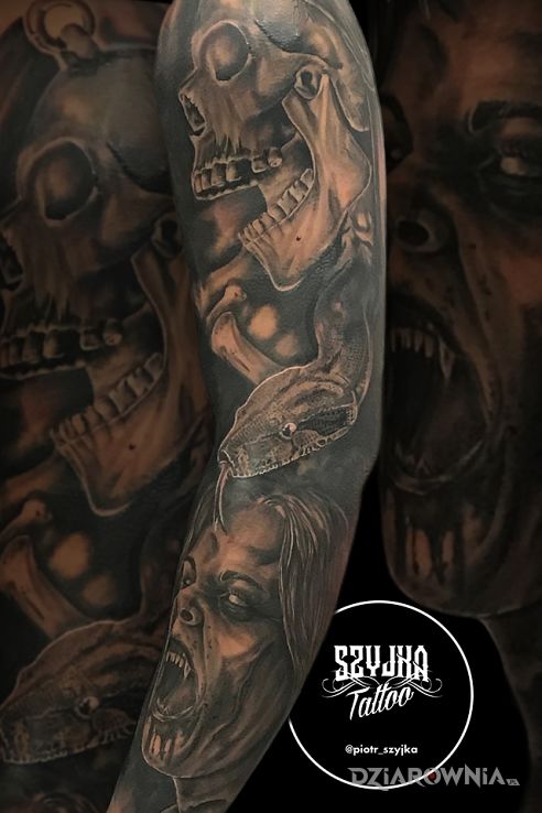 Tatuaż scary sleeve - realistyczne