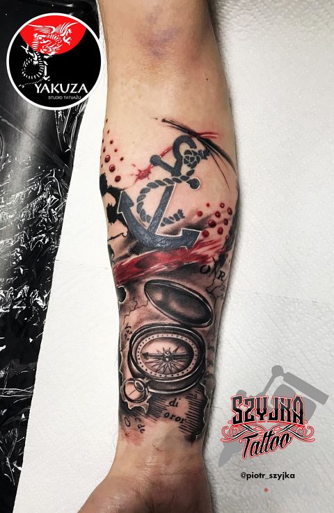 Tatuaż żeglarski motyw - 3D