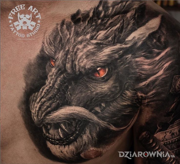 Tatuaż smok z wąsem - 3D