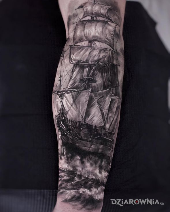 Tatuaż okręt - 3D