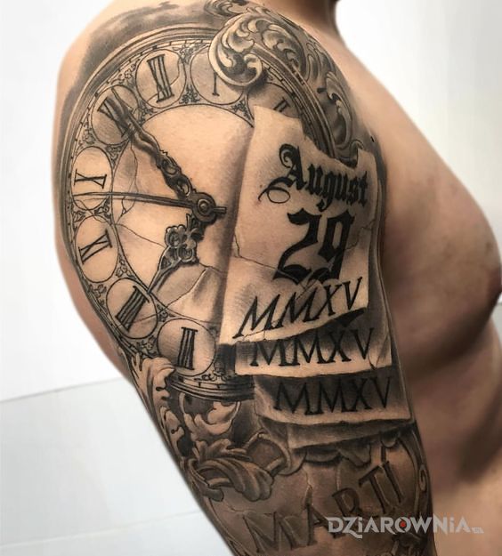 Tatuaż zegar i kalendarz - 3D