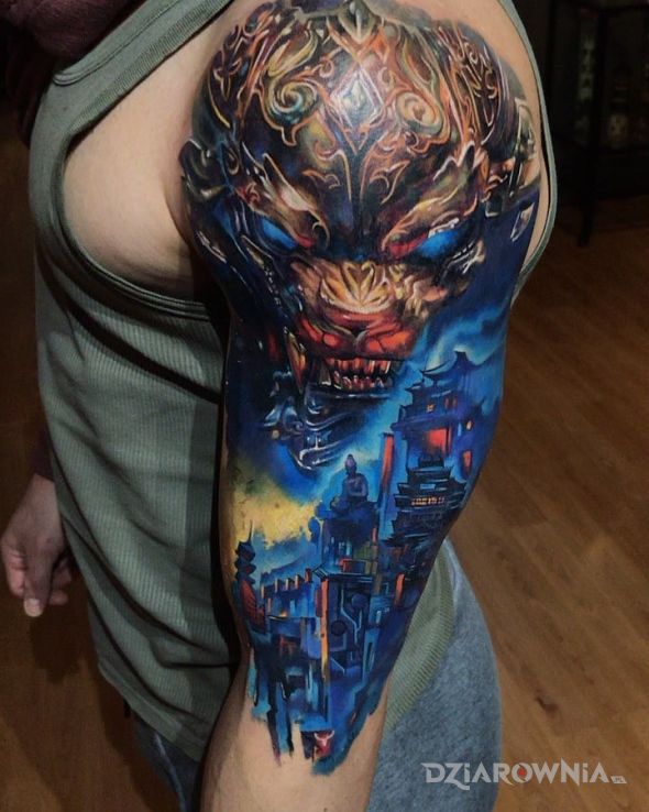 Tatuaż chiński lew - zwierzęta