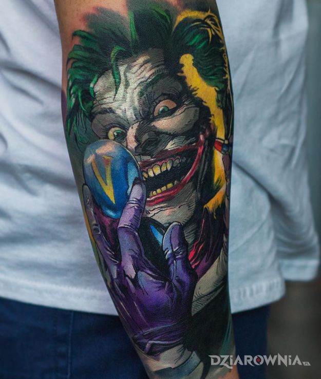 Tatuaż komiksowy joker - kolorowe