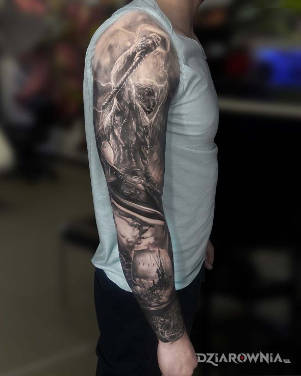 Tatuaż rękaw w wikingowym stylu - 3D