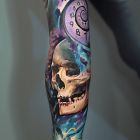 Kolorowy rękaw, czaszka/zegar