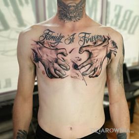 Dlonie na klatce piersiowej