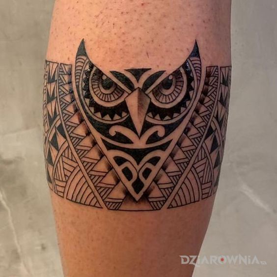 Tatuaż polinezyjska sowa - polinezyjskie