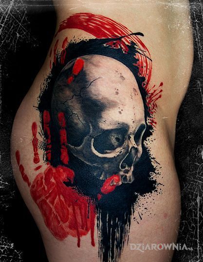 Tatuaż czaszka i heya - trash polka