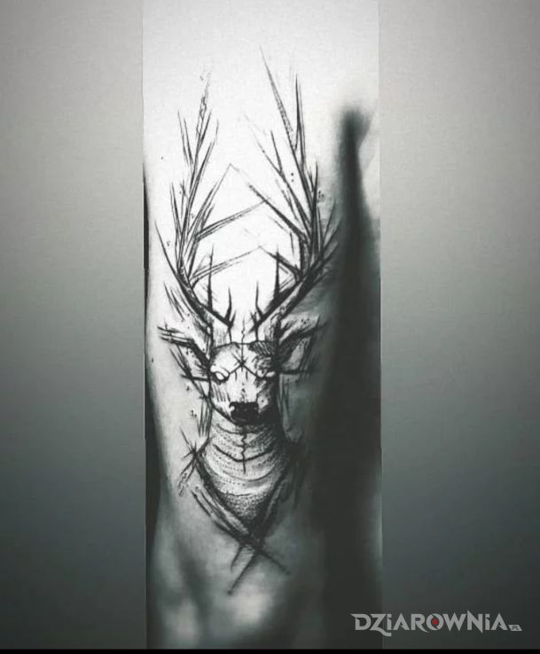 Tatuaż jeleń - geometryczne