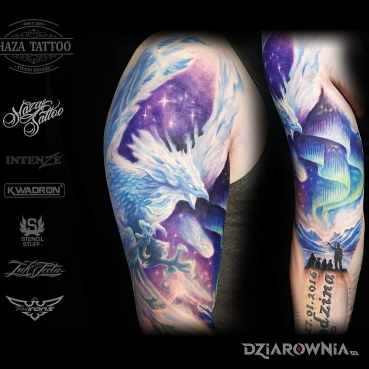 Tatuaż feniks zorza - 3D