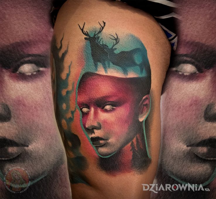 Tatuaż abstrakcyjna twarz - twarze