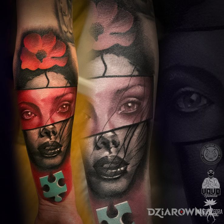 Tatuaż abstrakcyjna twarz - twarze