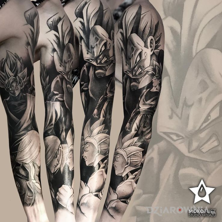 Tatuaż dragon ball rękaw - japońskie