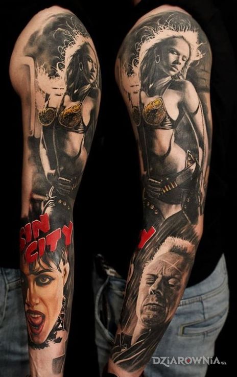 Tatuaż sin city rękaw - realistyczne