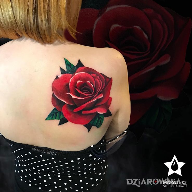 Tatuaż klasycznie rose tattoo - 3D