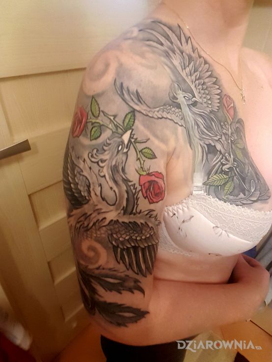Tatuaż rodzinka feniksów - rękawy