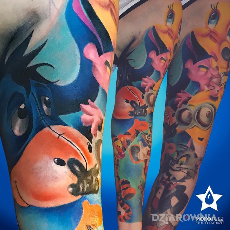 Tatuaż bajkowy rękaw in progress - rękawy