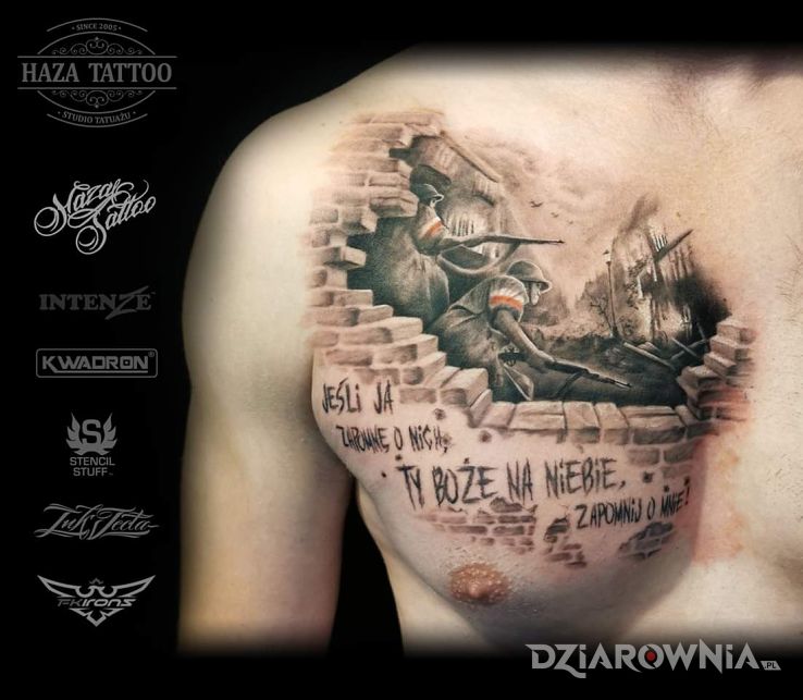 Tatuaż polska walcząca - realistyczne
