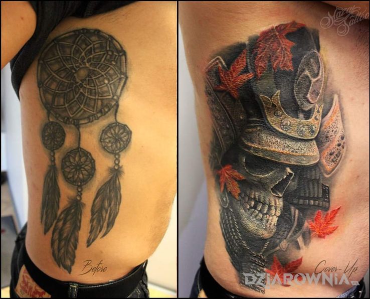 Tatuaż czacha cover - cover up