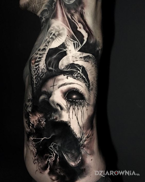 Tatuaż przerażająca twarz - twarze