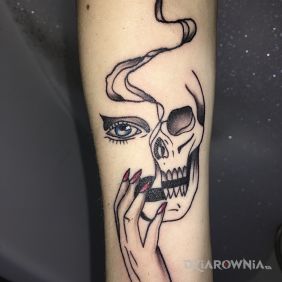 Kobieca twarz+ czaszka