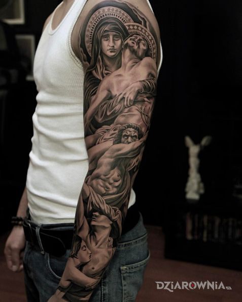 Tatuaż jezus maria - czarno-szare