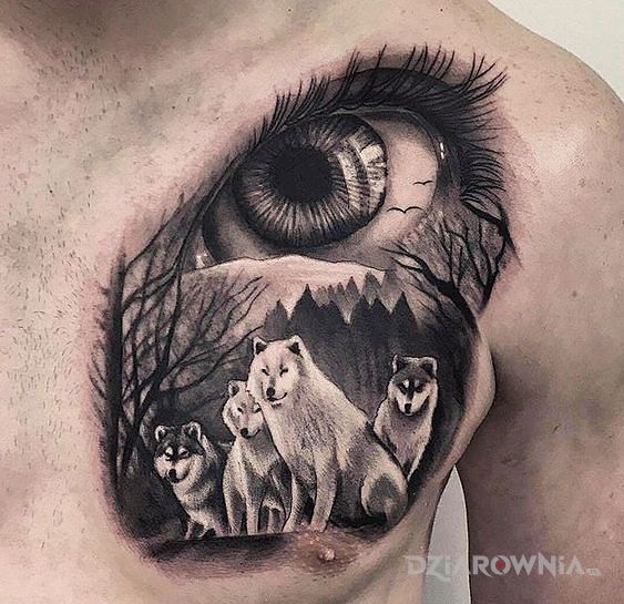 Tatuaż familia wilków - 3D