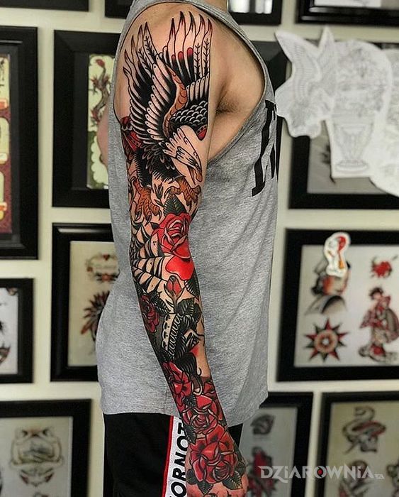 Tatuaż amerykański oldschool - zwierzęta