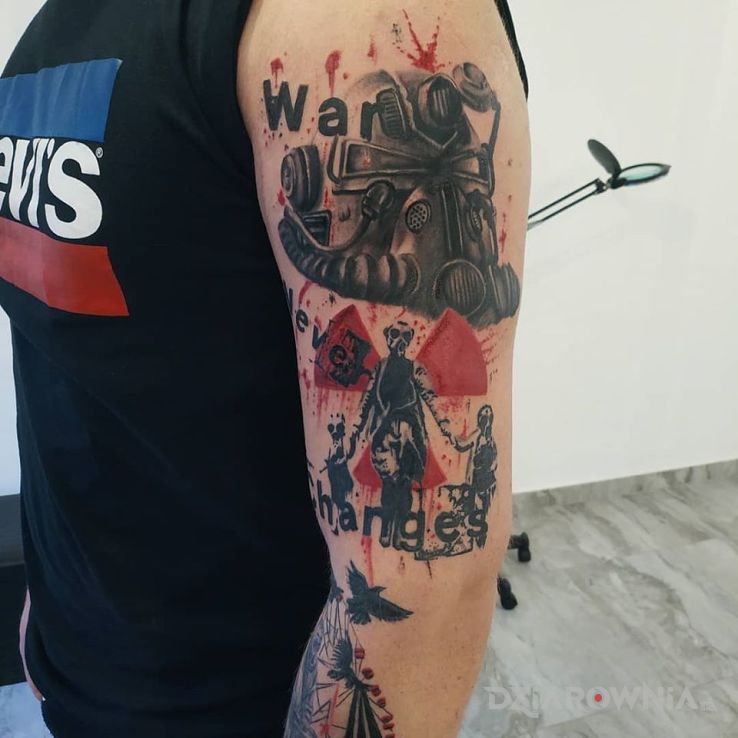 Tatuaż fallout trash polka - rękawy