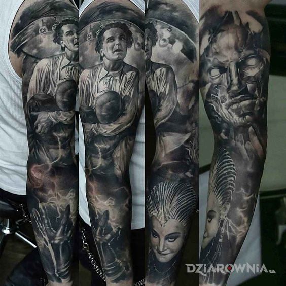 Tatuaż praca inspirowana filmem - czarno-szare