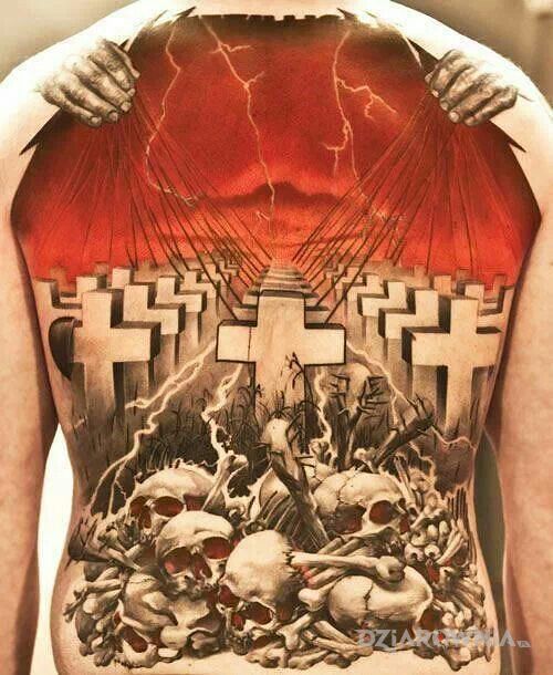 Tatuaż las krzyży - kolorowe