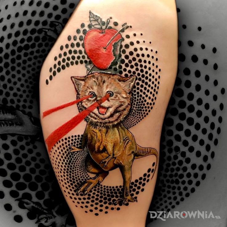 Tatuaż kotozaur - pikselowane