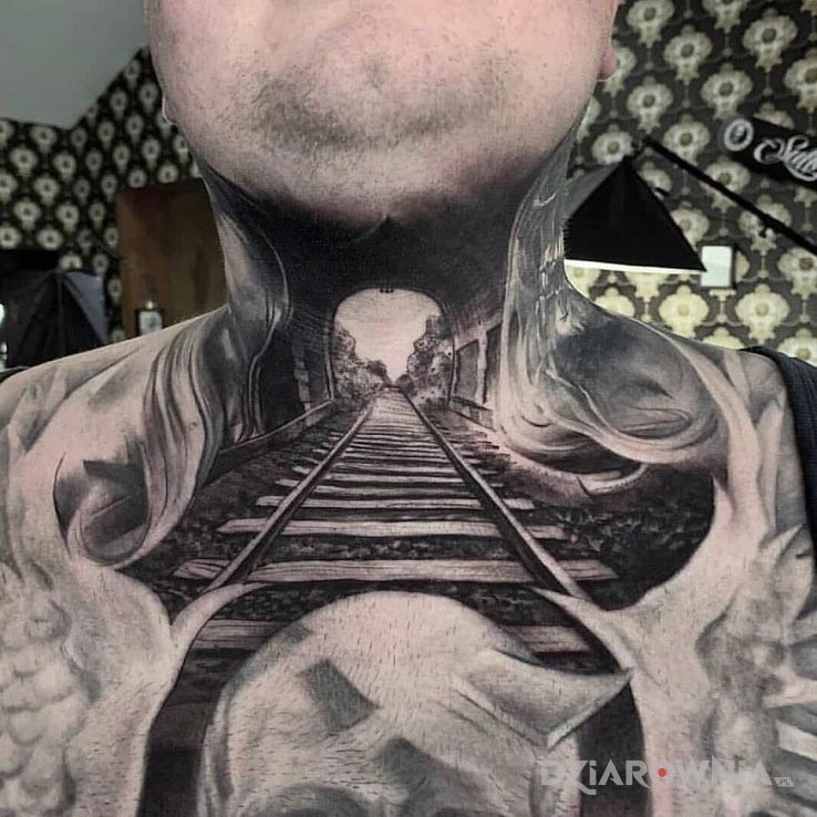 Tatuaż tunel 3d - czarno-szare