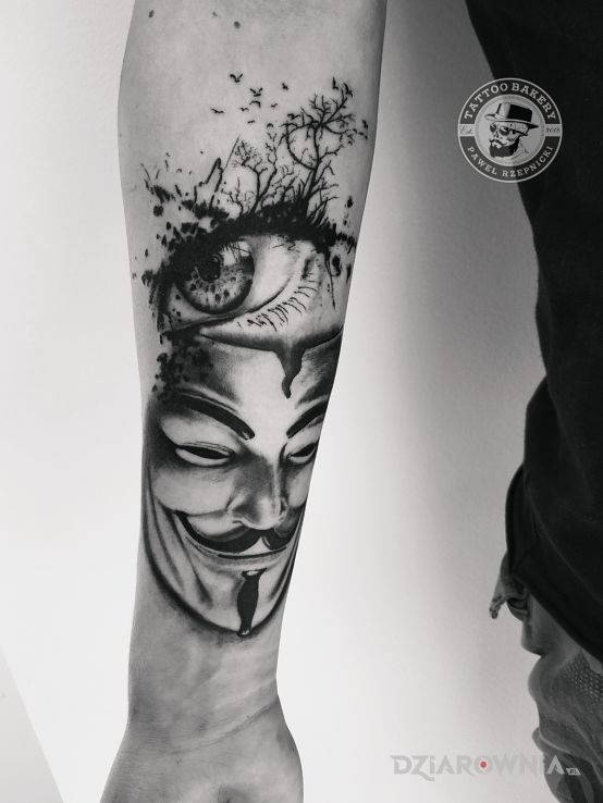 Tatuaż maska - czarno-szare