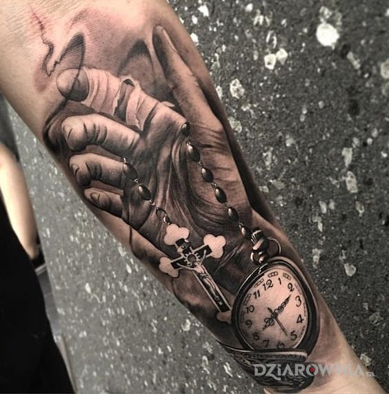 Tatuaż różaniec - czarno-szare