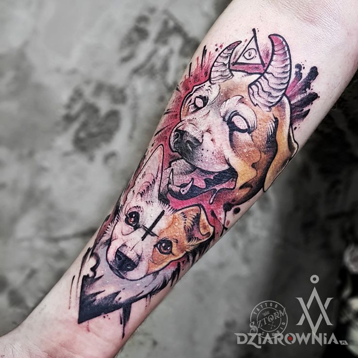 Tatuaż demoniczne zwierzęta - kolorowe