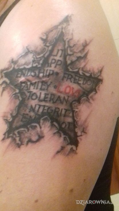 Tatuaż gwiazda - napisy
