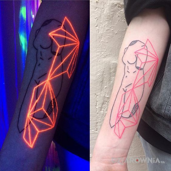Tatuaż geometryczny wzór - święcące w ciemności