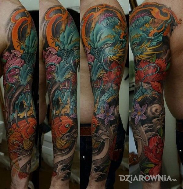 Tatuaż rękaw po japońsku - japońskie