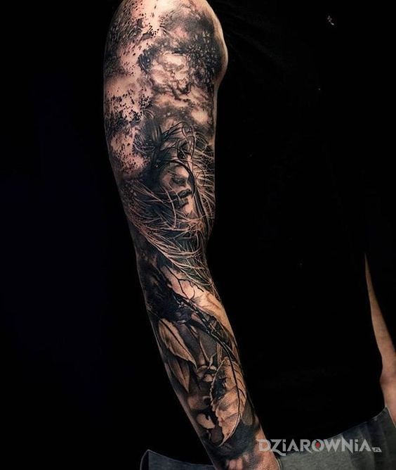 Tatuaż asteroidy i kobieta - rękawy