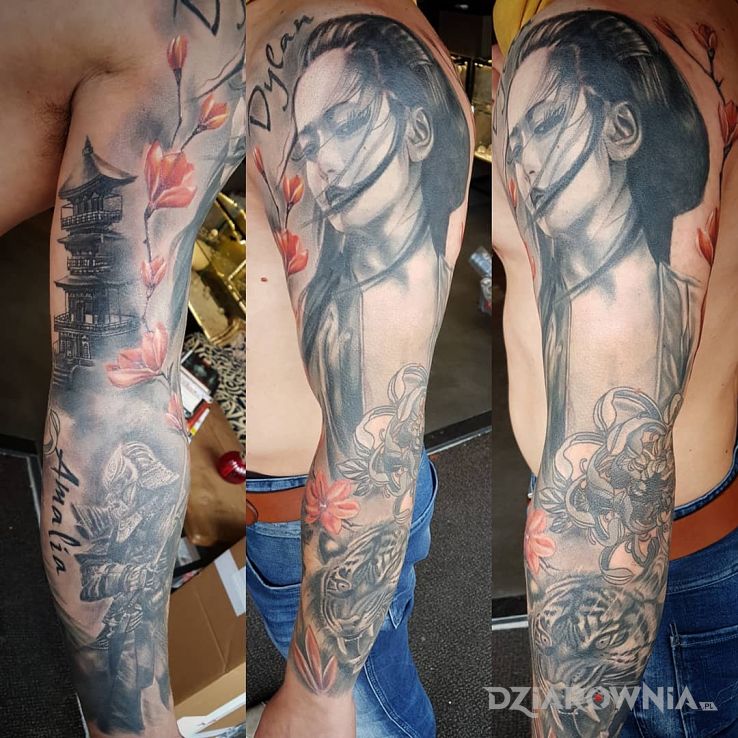 Tatuaż japońska dziewczyna - twarze