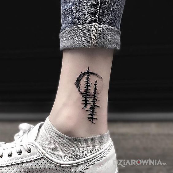 Tatuaż dwie choinki - czarno-szare