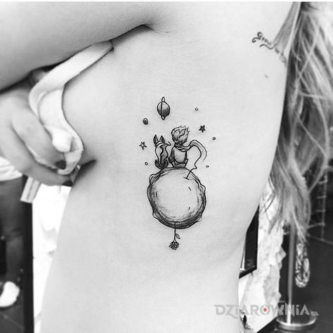 Tatuaż mały książę - czarno-szare