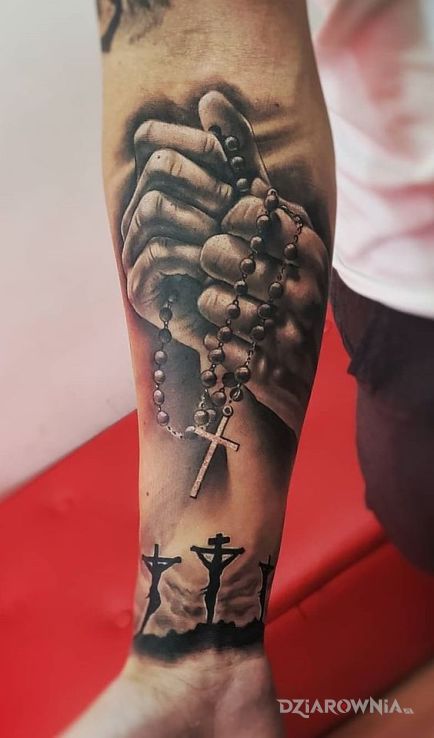 Tatuaż różaniec - czarno-szare