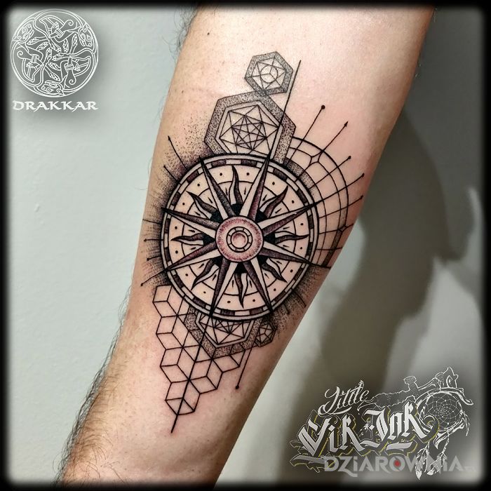 Tatuaż geometryczna abstrakcja - czarno-szare